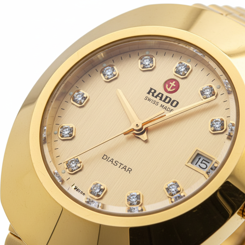 Gold Diamond Dial Watch — Dial