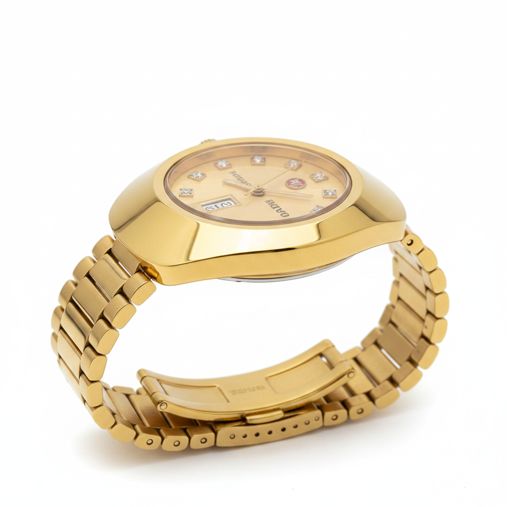 Gold Diamond Dial Watch — Side